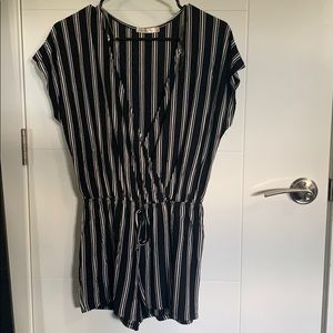 Black wrap tie romper